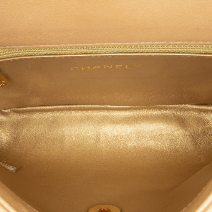 Chanel Quilted Lambskin CC Logo Bar Shoulder Bag Brown - GABY PARIS