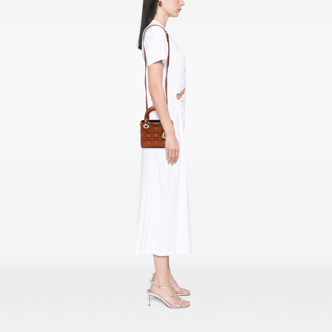 Dior Lady Dior Métallisé Cannage Mini Cuir de veau Marron – vue 6 – GABY PARIS