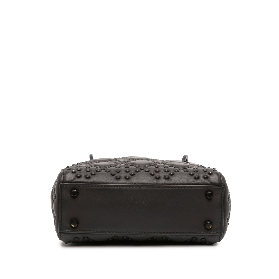 Dior Mini Ultra Matte Cuir de veau Cannage Studded Supple Lady Dior Noir