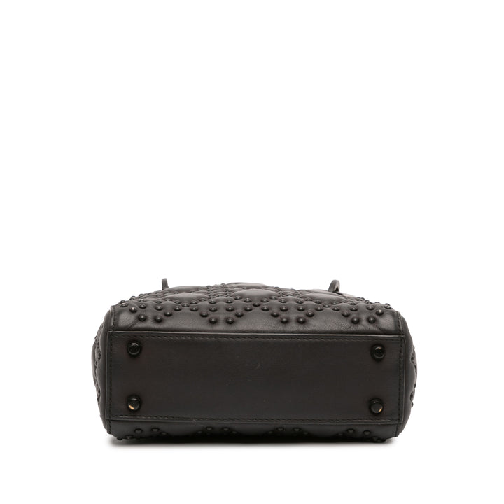 Dior Mini Ultra Matte Cuir de veau Cannage Studded Supple Lady Dior Noir