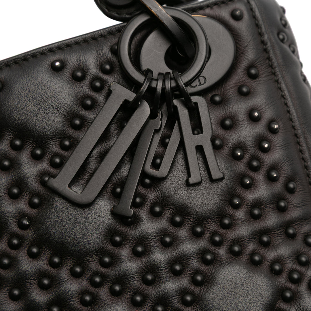 Dior Mini Ultra Matte Cuir de veau Cannage Studded Supple Lady Dior Noir