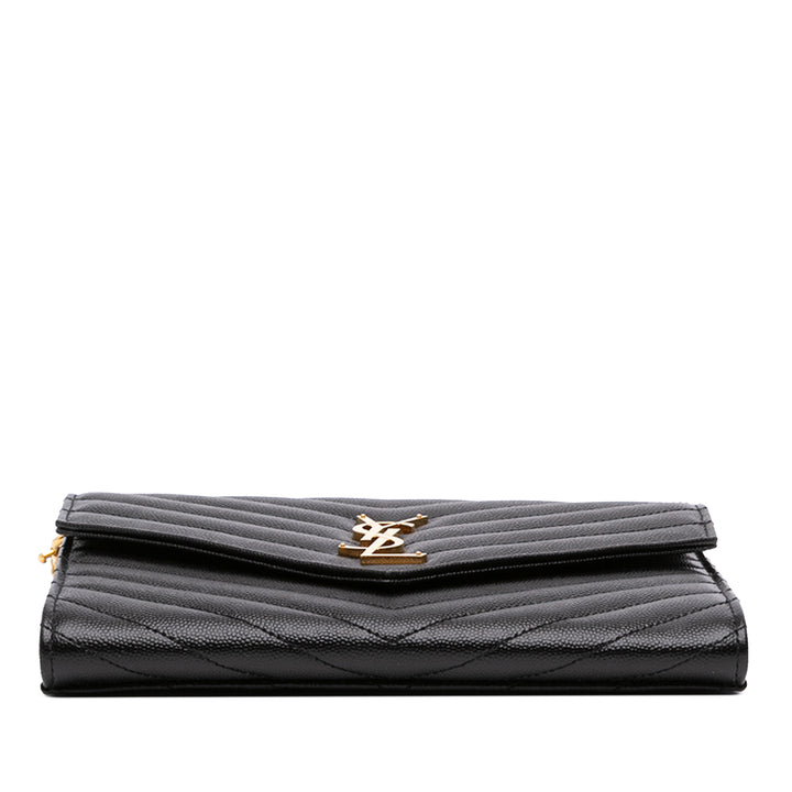 Saint Laurent Grain De Poudre Matelasse Cassandre à rabat Pochette Noir – vue 3 – GABY PARIS