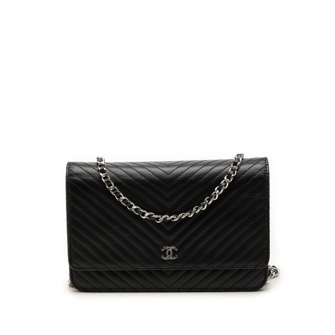 Chanel Sac bandoulière CC Chevron Wallet on Chain Cuir caviar Noir – vue principale – GABY PARIS