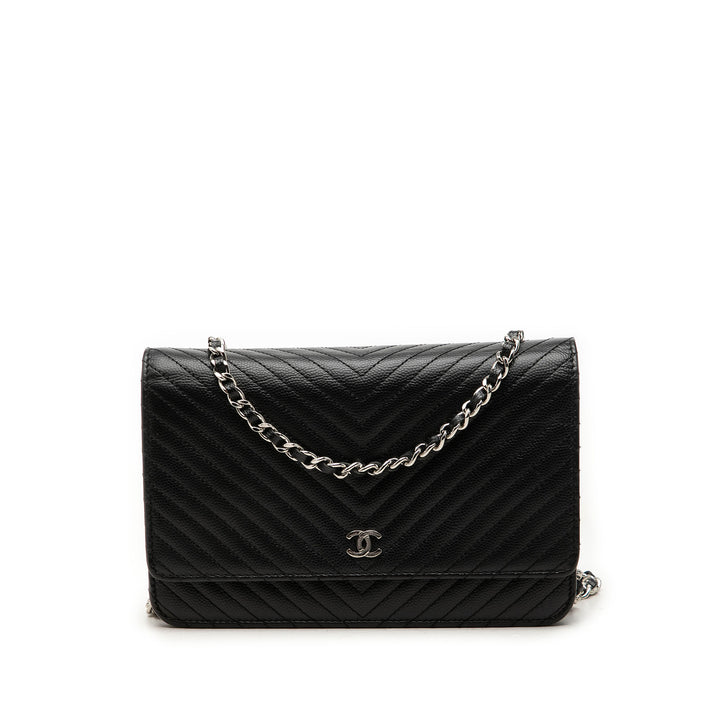 Chanel Sac bandoulière CC Chevron Wallet on Chain Cuir caviar Noir – vue principale – GABY PARIS