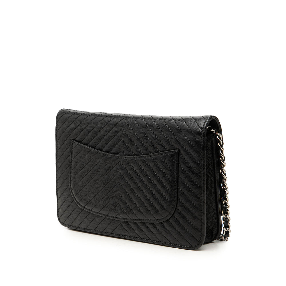 Chanel Sac bandoulière CC Chevron Wallet on Chain Cuir caviar Noir – vue 2 – GABY PARIS