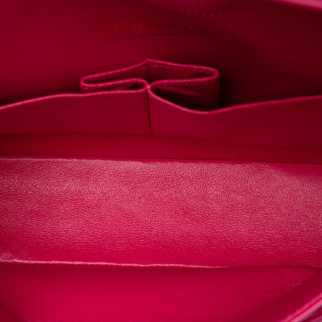 Classic Chevron Double rabat Moyen Cuir d'agneau Rose