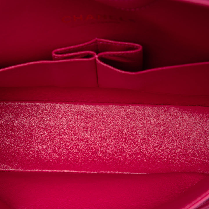 Classic Chevron Double rabat Moyen Cuir d'agneau Rose
