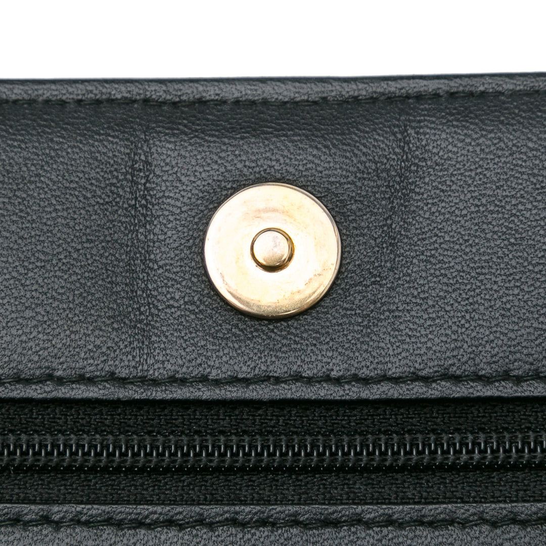 Pleated Crumpled Chevron Le Boy Wallet On Chain Black - Gaby Paris