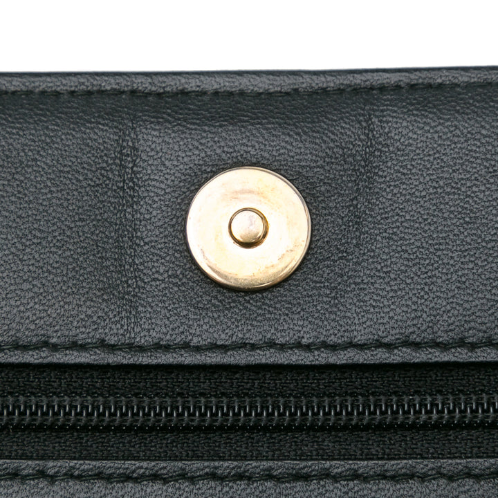 Pleated Crumpled Chevron Le Boy Wallet On Chain Black - Gaby Paris