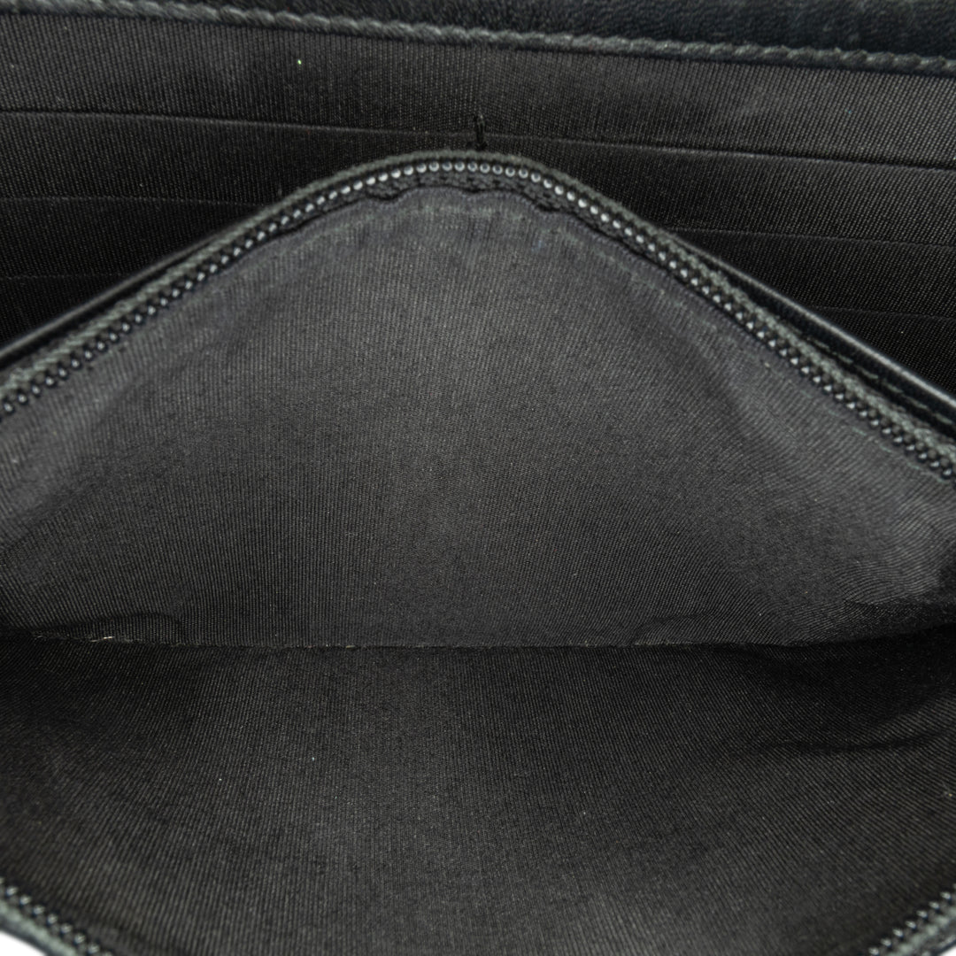 Pleated Crumpled Chevron Le Boy Wallet On Chain Black - Gaby Paris