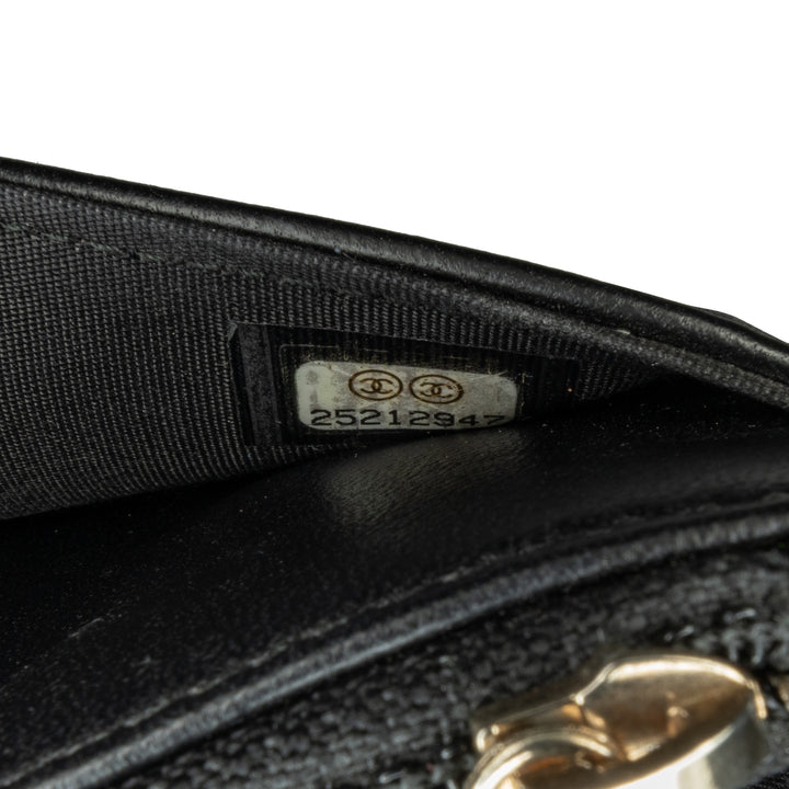 Pleated Crumpled Chevron Le Boy Wallet On Chain Black - Gaby Paris