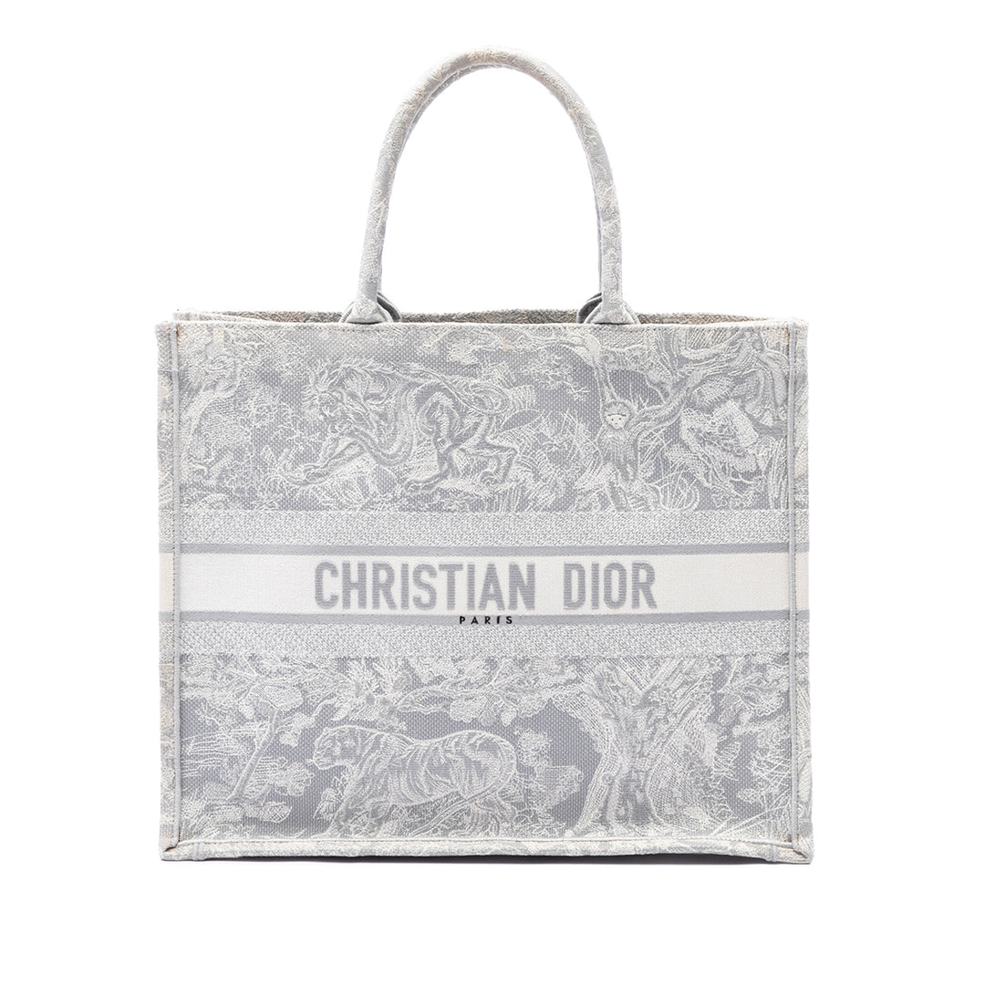 Dior Book Tote brodé Dioriviera De Jouy Grand Gris – vue principale – GABY PARIS
