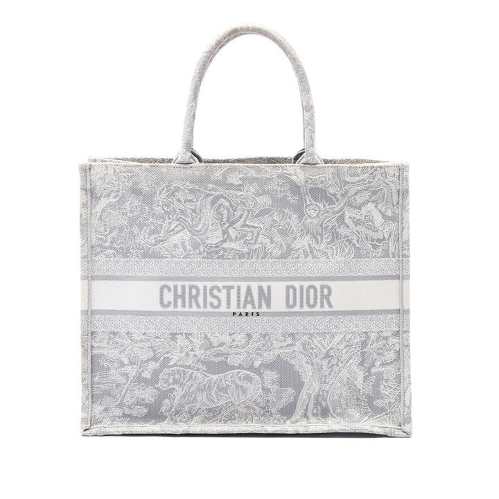 Dior Book Tote brodé Dioriviera De Jouy Grand Gris – vue principale – GABY PARIS