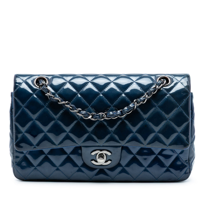 Chanel Medium Classic Cuir verni Double rabat