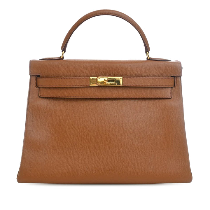 Hermès Sac à main Kelly Retourne 32 Epsom Marron – vue principale – GABY PARIS