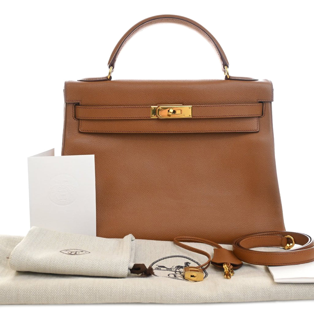 Hermès Sac à main Kelly Retourne 32 Epsom Marron – vue 15 – GABY PARIS