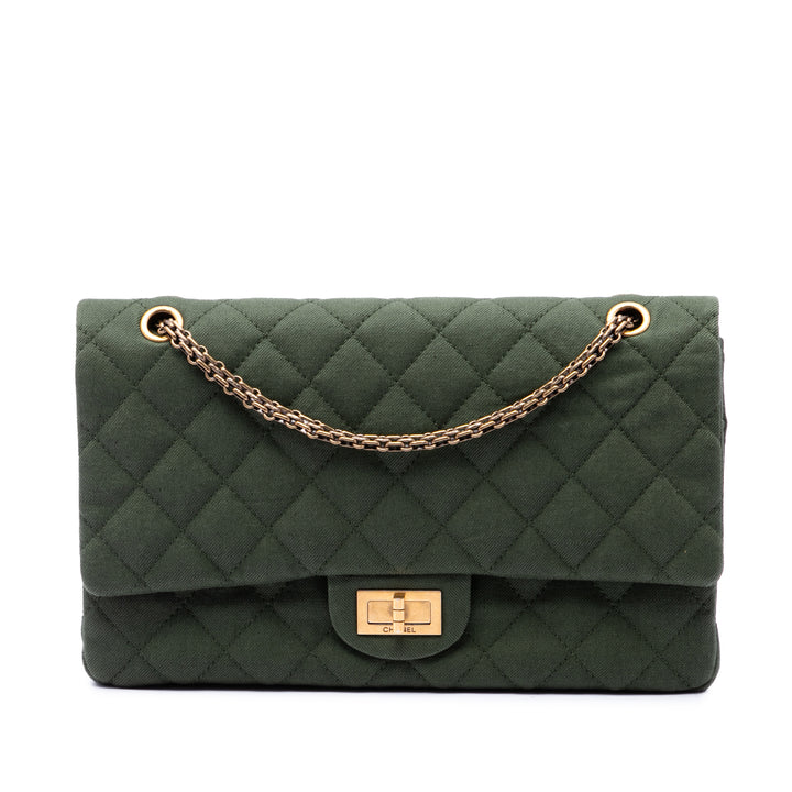 Chanel Matelassé Jersey Reissue 2.55 Double rabat 227 Vert – vue principale – GABY PARIS