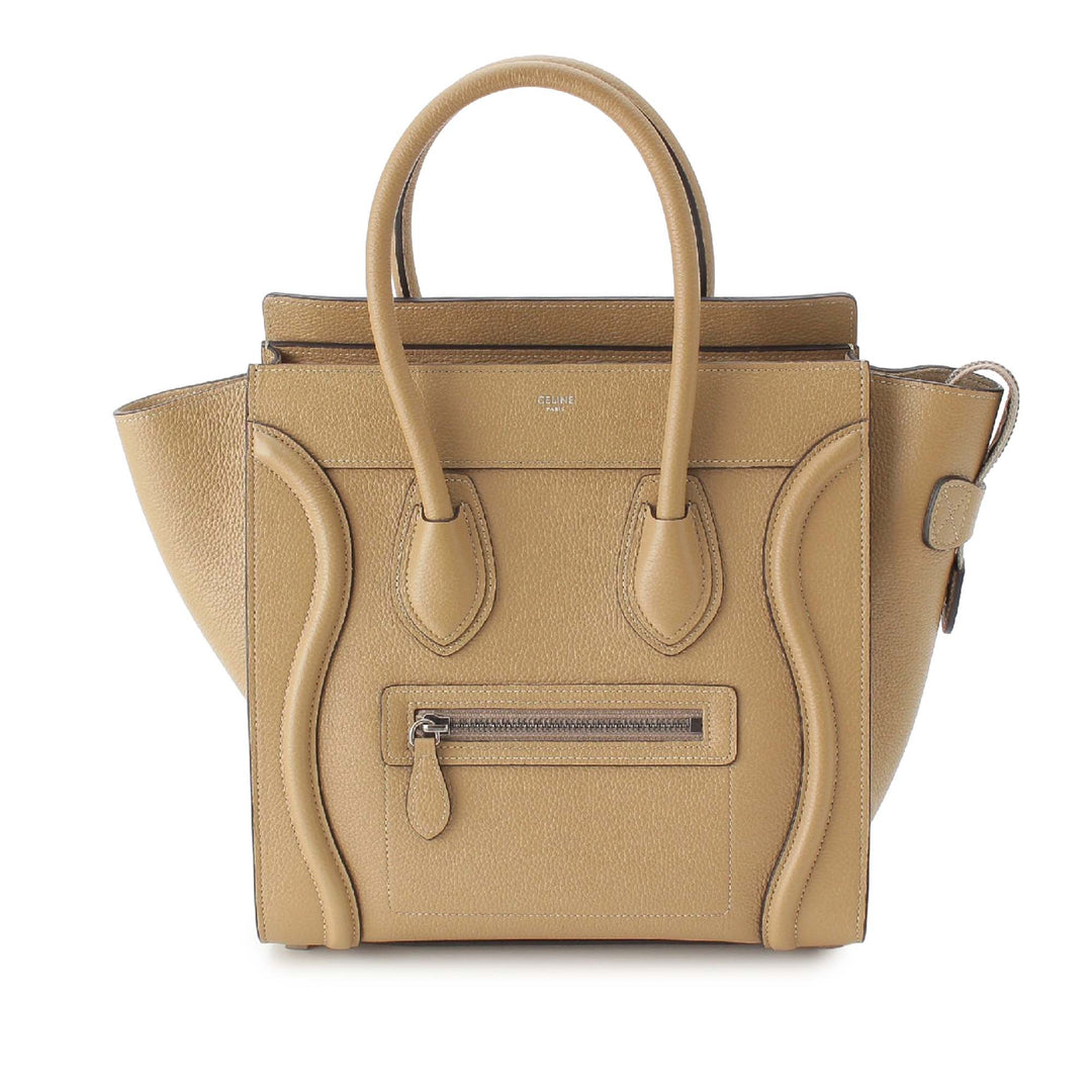 Drummed Luggage Cabas Micro Cuir de veau Beige