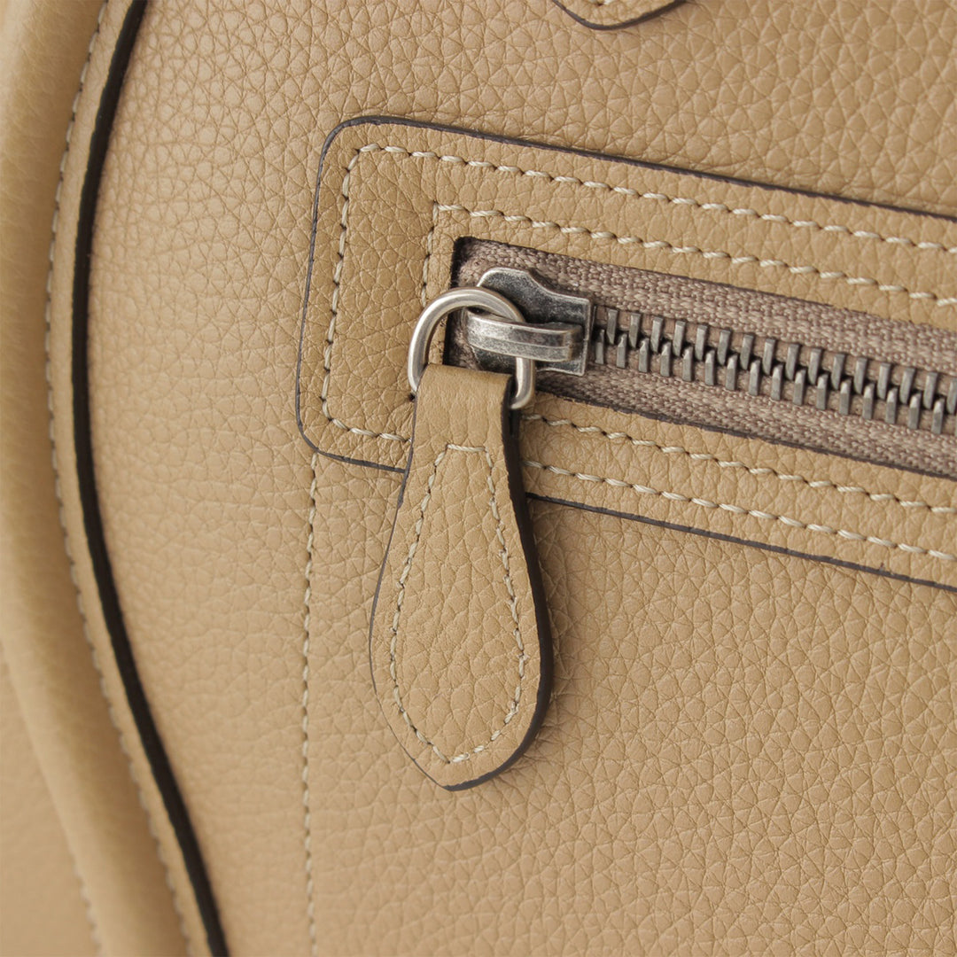 Drummed Luggage Cabas Micro Cuir de veau Beige