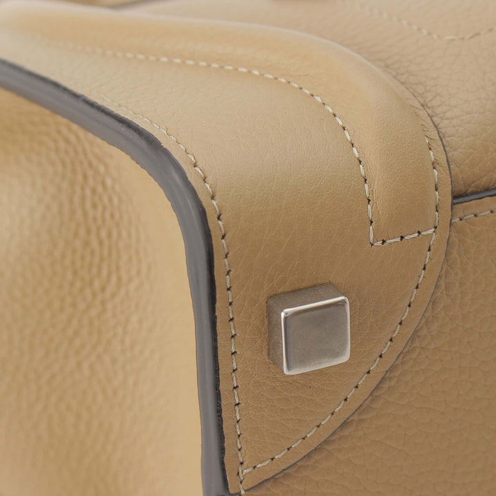 Drummed Luggage Cabas Micro Cuir de veau Beige