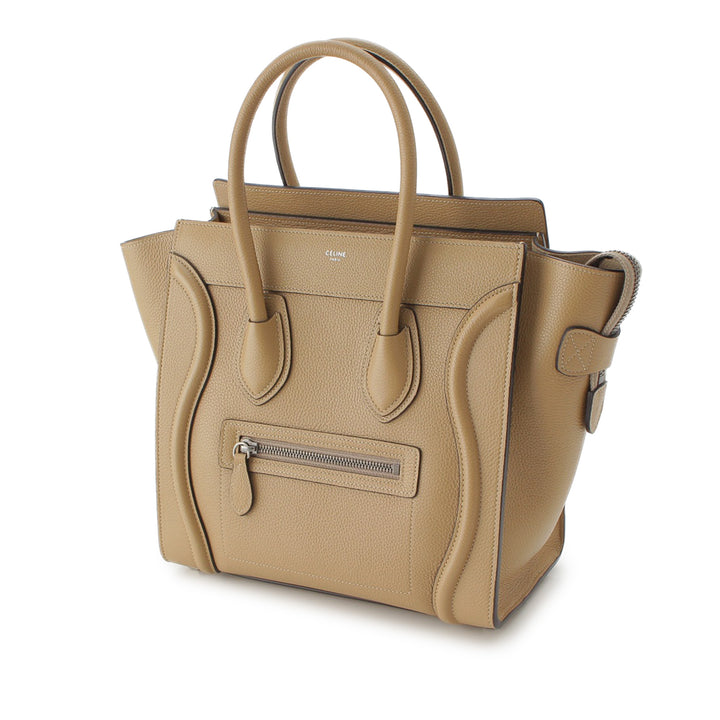 Drummed Luggage Cabas Micro Cuir de veau Beige