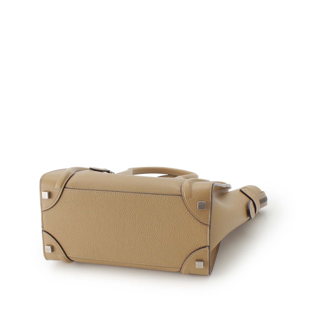 Drummed Luggage Cabas Micro Cuir de veau Beige