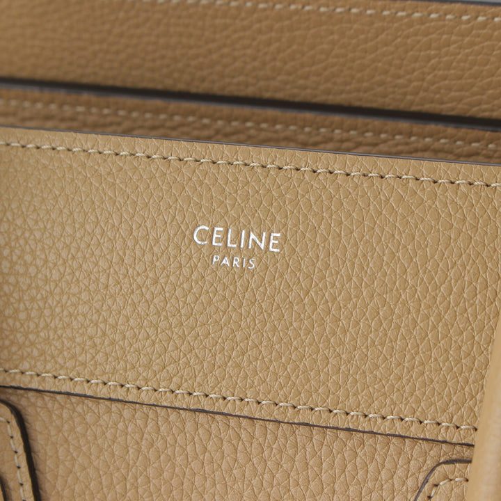 Drummed Luggage Cabas Micro Cuir de veau Beige