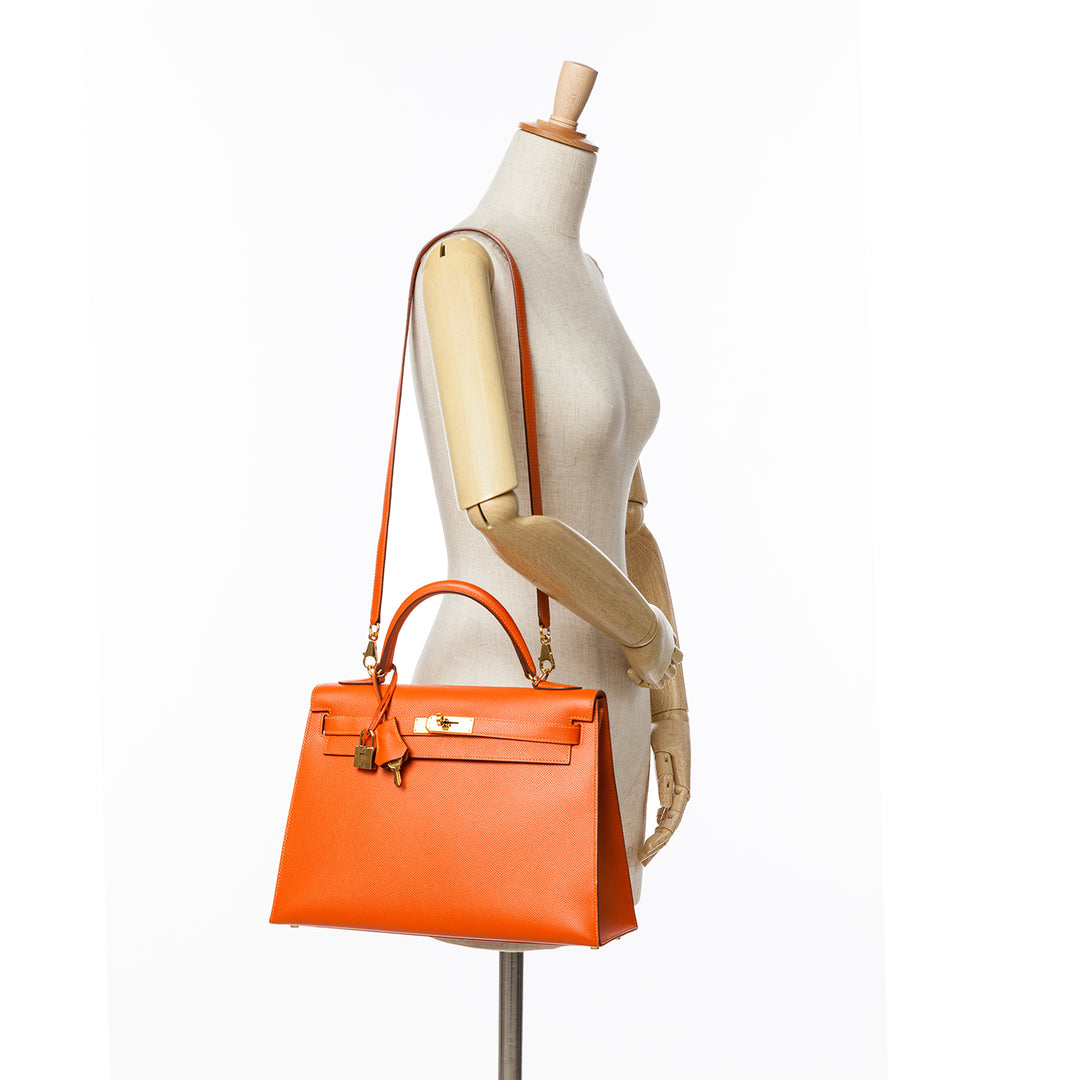 Epsom Kelly II Sellier 32 Orange - Gaby Paris