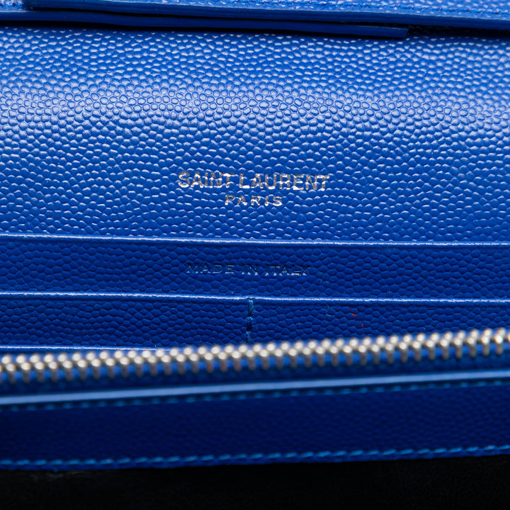 Saint Laurent Grain De Poudre Chevron Monogram Envelope Chain Portefeuille