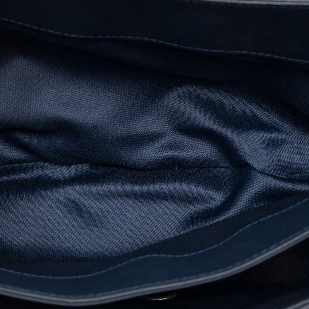 Chanel CC Matelassé Accordion à rabat Cuir d'agneau Bleu – vue 4 – GABY PARIS