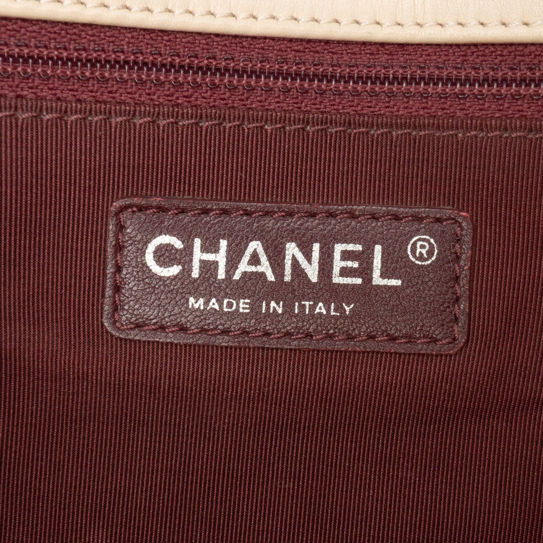 CC Bicolor Quilted Calfskin and Caviar Single Flap Brown - Gaby Paris