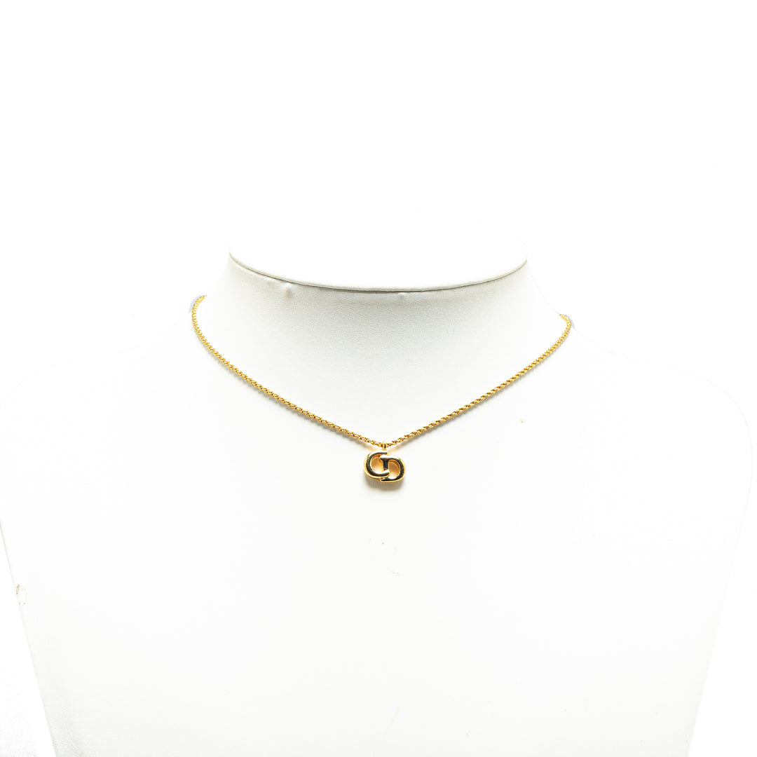 Gold Plated CD Logo Pendant Necklace Gold - Gaby Paris