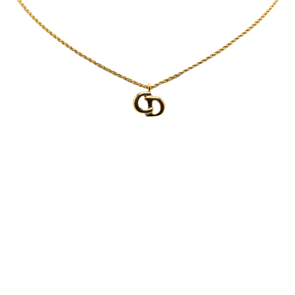 Gold Plated CD Logo Pendant Necklace Gold - Gaby Paris