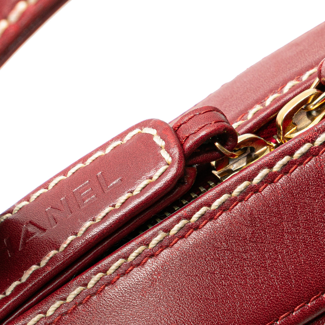 CC Lambskin Wild Stitch Handbag Red - Gaby Paris
