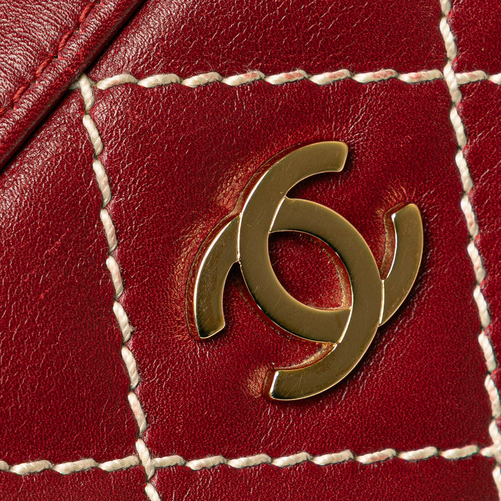 CC Lambskin Wild Stitch Handbag Red - Gaby Paris