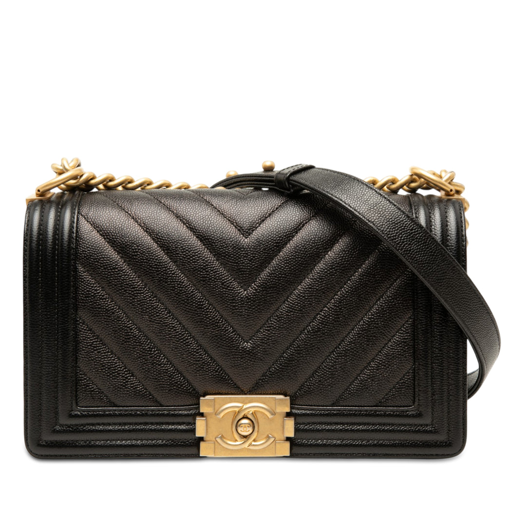 Chanel Old Medium Chevron Caviar Boy à rabat