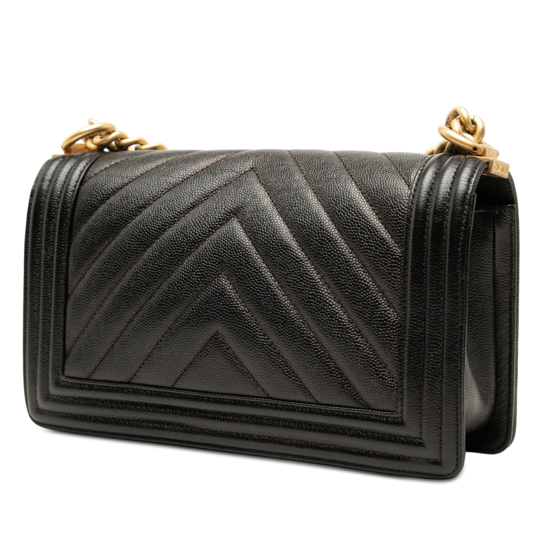 Chanel Old Medium Chevron Caviar Boy à rabat