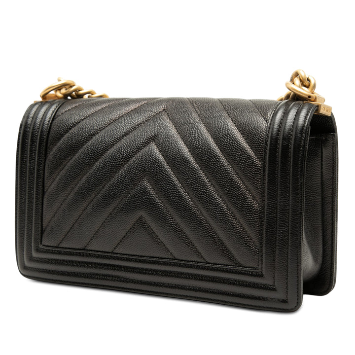 Chanel Old Medium Chevron Caviar Boy à rabat