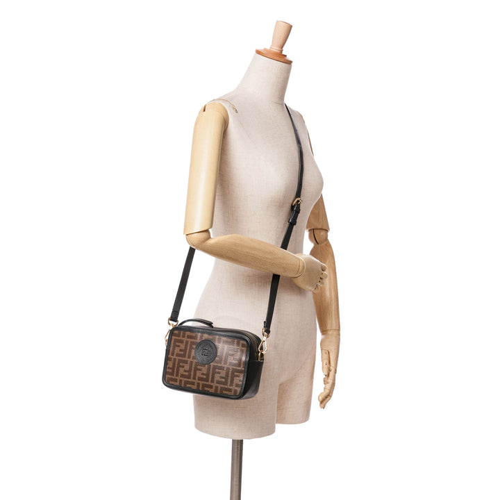 Zucca Coated Canvas Camera Crossbody Brown - Gaby Paris