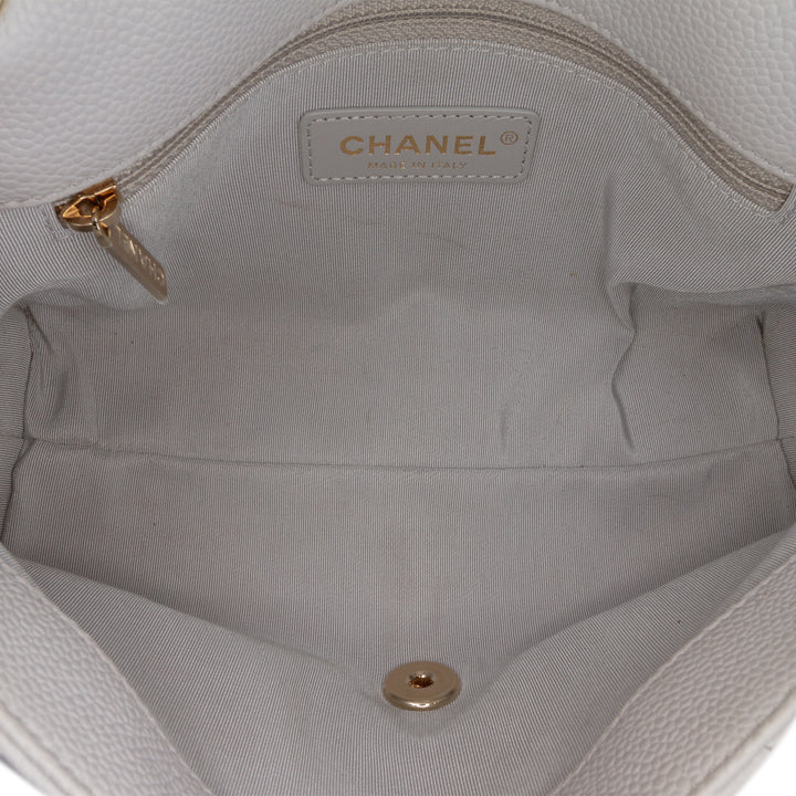 Chanel Small Stitched Caviar City Walk Flap Blanc