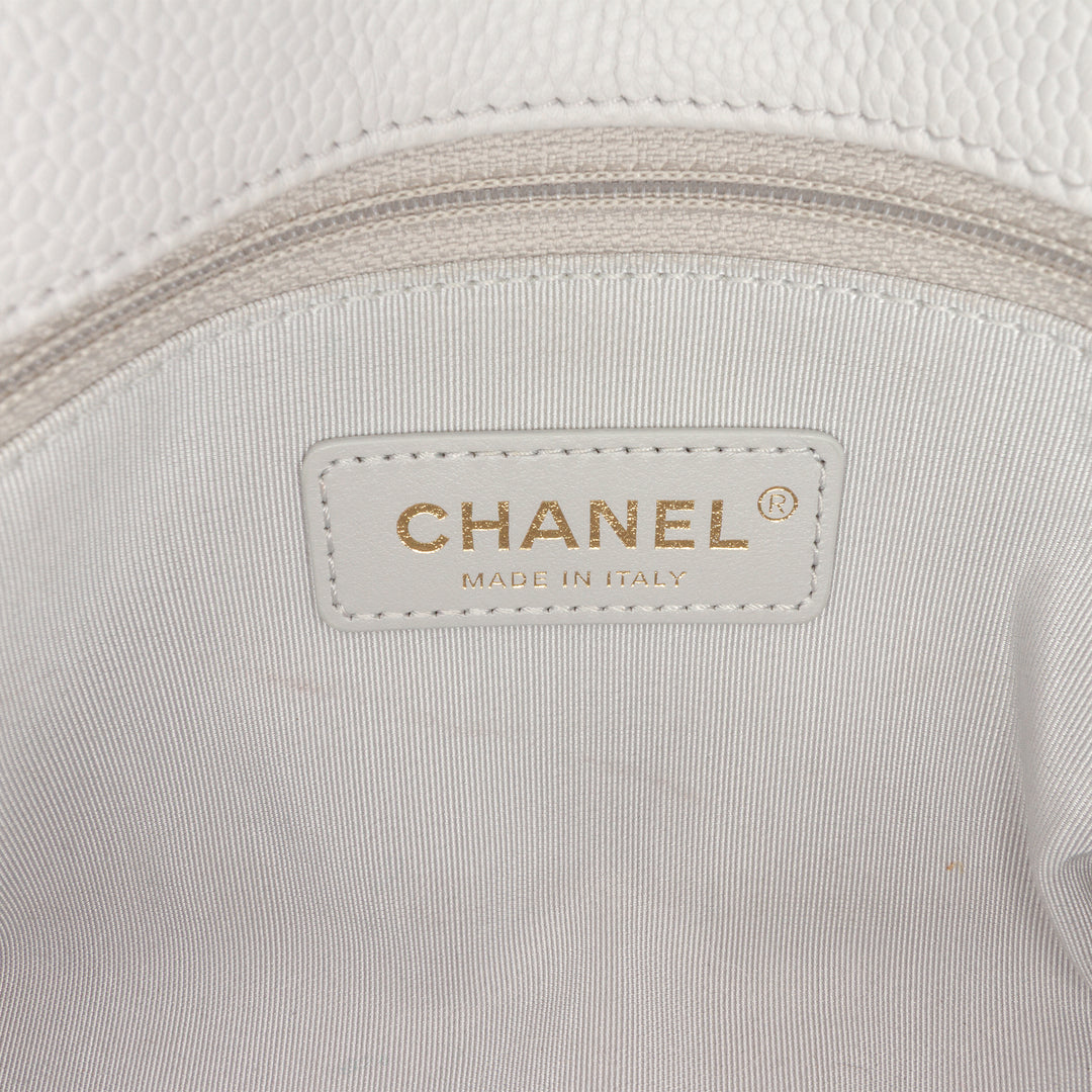 Chanel Small Stitched Caviar City Walk Flap Blanc