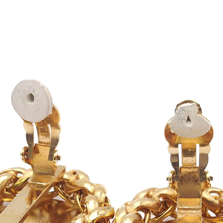Gold Plated CC Wheat Medallion Clip On Earrings Gold - Gaby Paris