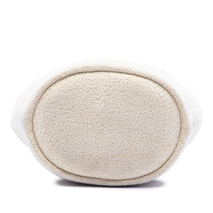 Chanel Deauville Sac à cordon seau Petit Tweed Blanc – vue 3 – GABY PARIS