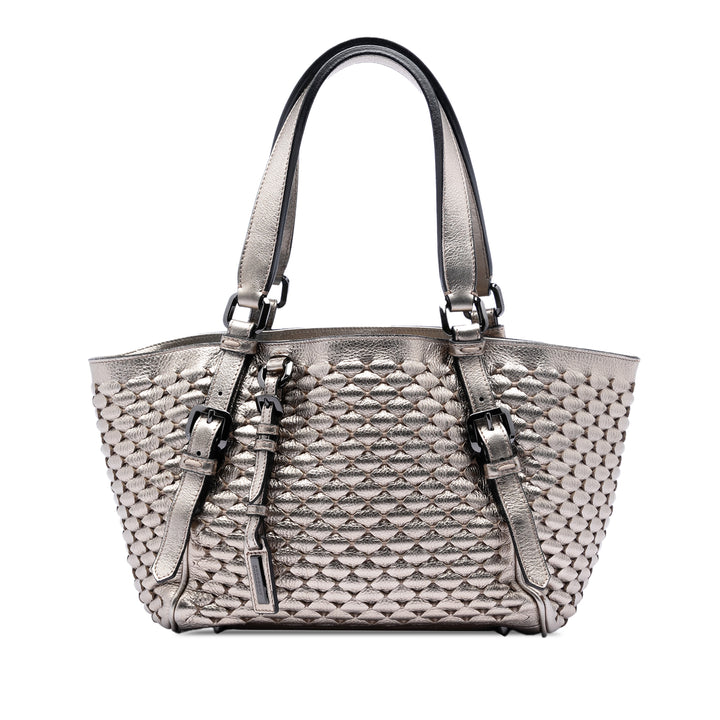 Burberry Metallic Woven Cuir Cabas