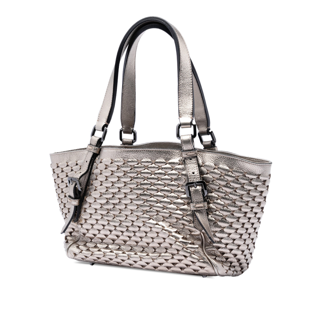 Burberry Metallic Woven Cuir Cabas