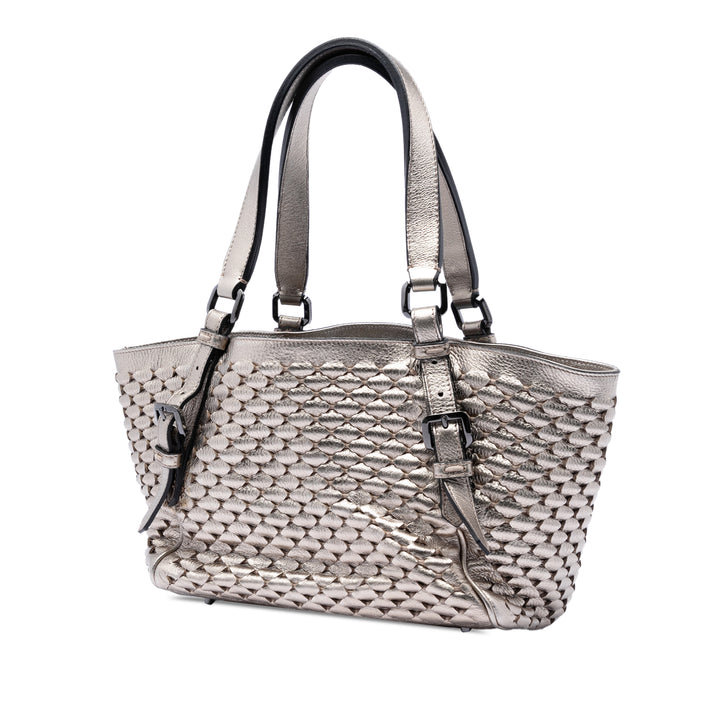 Burberry Metallic Woven Cuir Cabas