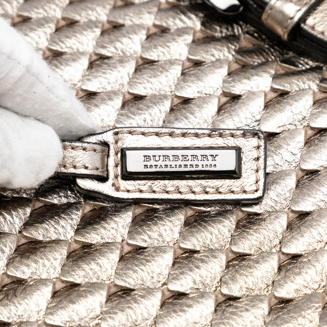Burberry Metallic Woven Cuir Cabas
