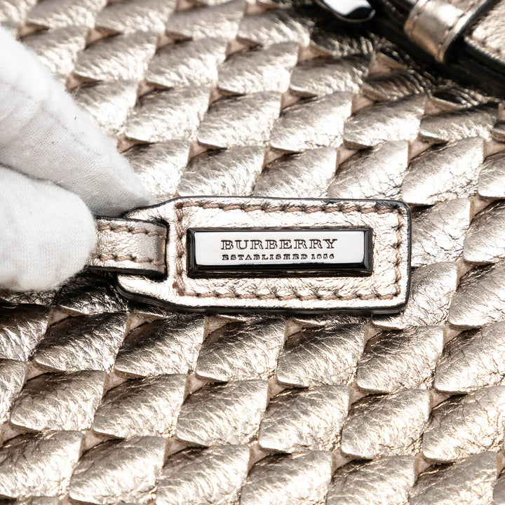 Burberry Metallic Woven Cuir Cabas