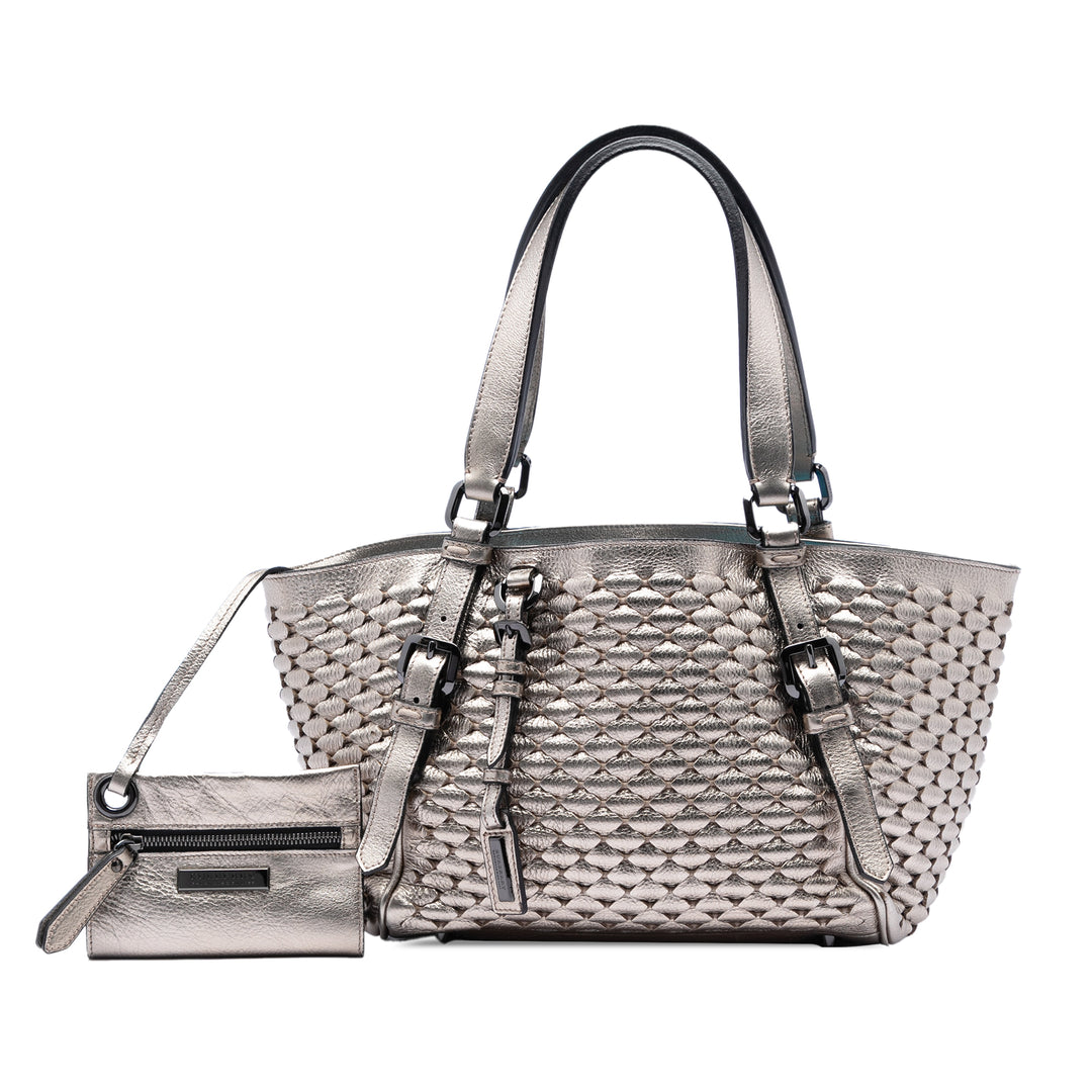 Burberry Metallic Woven Cuir Cabas