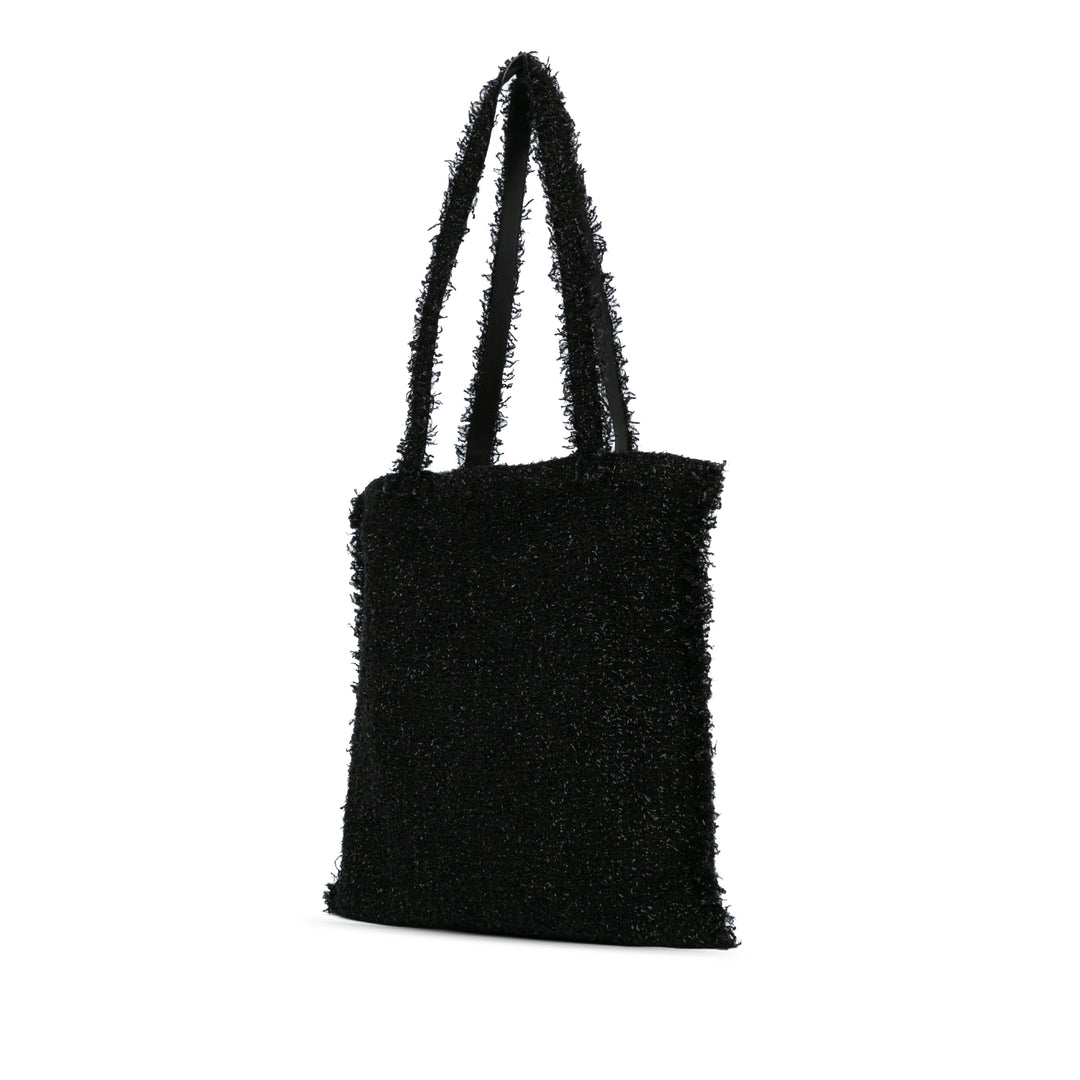 Large Resin Embellished Tweed Robot Shopping Tote Black - Gaby Paris